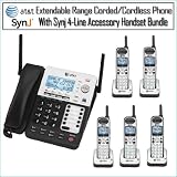 AT&T SB67118 SynJ 4-Line Extendable Range Corded-Cordless Small Business Phone System With Total of 5 Handsets
