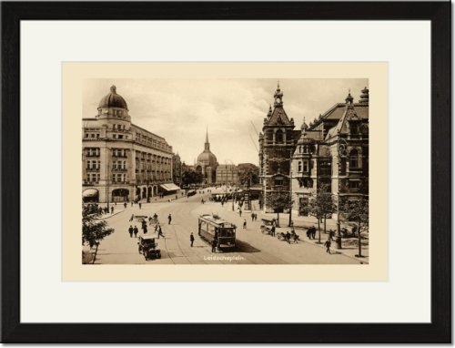 Black Framed/Matted Print 17x23, Leidscheplein, Amsterdam
