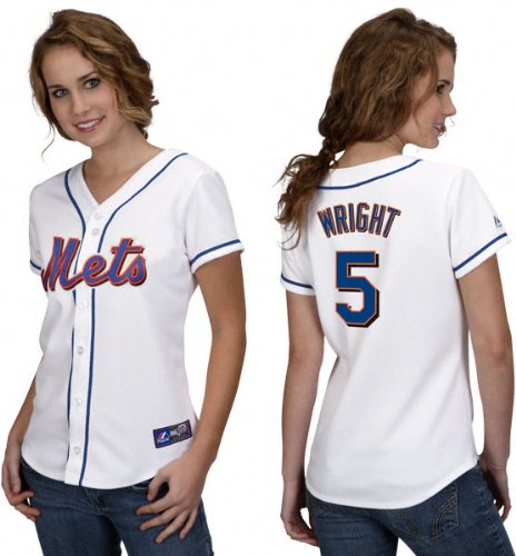 MLB Women's New York Mets David Wright White Home Short Sleeve 5 Button Synthetic Replica Baseball Jersey Spring 2012  (White, XX-Large)