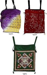 Hanging Handbags Beaded and Embroidered Accessory, 3 Pieces Set (gmbg003)