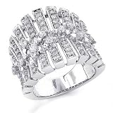 14K WG 1.00ct Diamond Bubble Concave Ring