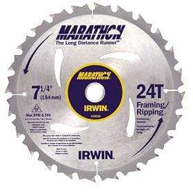 Irwin 24030 Marathon 7-1 4-Inch 24 Tooth ATB Framing and Ripping Saw Blade with 5 8-Inch... by Irwin