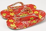 子供　七五三　女児ミニ草履　2-3歳用15ｃｍ(数えの三歳用)　柄ゾーリ　日本製和装小物 (朱色に花柄)