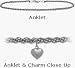 10 Karat 10 White Gold Wheat Style Anklet with 9mm Heart Charm