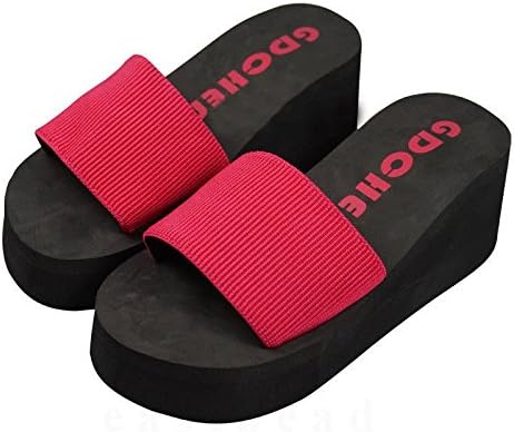 Women Girls Summer Casual Slippers Shoes Beach Sandals Wedge Platform Flip Flops Color: Pink Size: 36