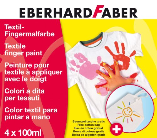 Eberhard Faber 578404 - Textilfingermalfarbe mit Baumwolltasche 4er Preisvergleich