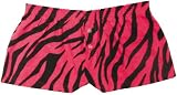 Fuschia Hot Pink Zebra Stripe Novelty Print Wild Flannel Cotton Girl Boxers Mini Itty Bitty Shorts 1 Inseam, Covered elastic waist, 100% cotton, available in 5 adult sizes