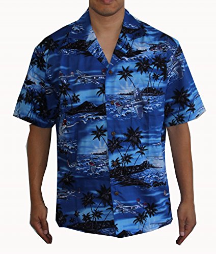 HAWAIIAN MEN'S US NAVY AIRPLANE SHIRT