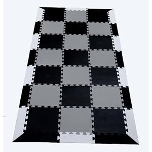 90\” X 43\” X ~5/8\” Thick Black & Gray Treadmill Mat w/ Edging: Equipment Floor Protection Mats