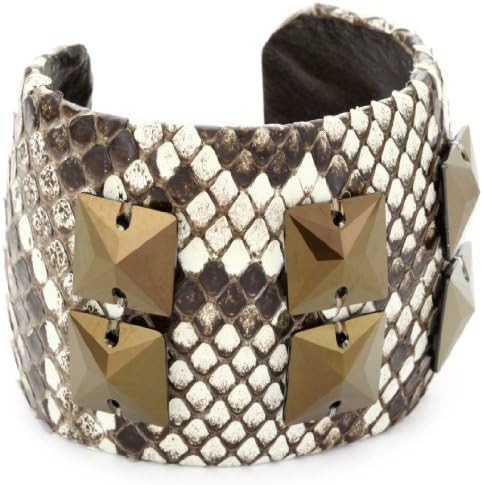 TED ROSSI "Urban Warrior" Python Swarovski Squares Cuff Bracelet
