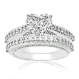 1.65 Ct Heart Shaped Diamond Wedding Rings Set SI2 EGL