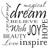 MAGICAL DREAM IMAGINE BELIEVE WISH JOY HOPE BEAUTY LOVE INSPIRE Vinyl wall art words quotes sayings home decor decals