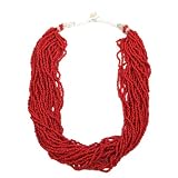 Layered Crocheted Bead Necklace - Red (22)