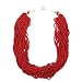 Layered Crocheted Bead Necklace - Red (22")