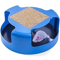 OxGord Interactive Training Exercise Cat Kitten Mouse Play Toy with Turbo Scratching Post Pad
