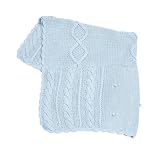 Elegant Baby Fisherman Cable Blanket in Blue