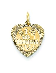 14K Yellow Gold #1 Goddaughter Heart Charm Jewelry