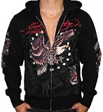 5122E490huL. SL160  ED HARDY Christian Audigier Mens Eagle Tattoo Hoodie Hooded Sweatshirt T Shirt Black