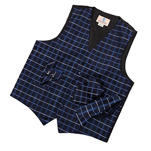 YGA1C02 Casual Lawyers Plaids Mens Vest Tie Cufflinks Hanky Bowtie By Y&G