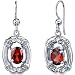 Antique Style 2.00 Carats Garnet Oval Cut Dangle Cubic Zirconia Earrings in Sterling Silver Rhodium Finish