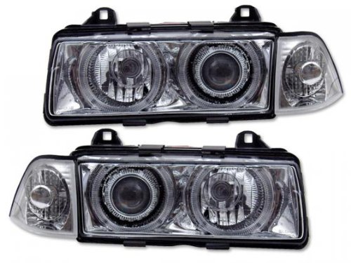 FK Automotive FKFSXBM131 Angel Eye Scheinwerfer Set fit for BMW 3er Coupe (Typ E36) chrom Preisvergleich