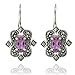 Sterling Silver Marcasite and Amethyst Earrings title=