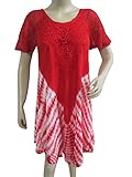 Womans Boho DressCoverup Red White Tie Dye Design Printed Dresses ...