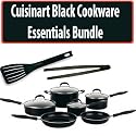 Cuisinart 55-10BK Advantage Non-Stick Black Cookware Set With Silicone Tongs and Heat Resistant Slotted Spatula
