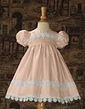 Pink Dress With Pin Tucking And Lace Dupioni Dress W/Tatted Lace - 3 Mo