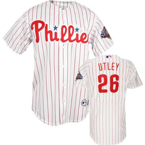 Chase Utley Majestic MLB 2008 World Series Home Pinstripe Authentic Philadelphia Phillies Jersey