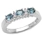 0.80 Carat Genuine Blue Sapphire & White Topaz Ring