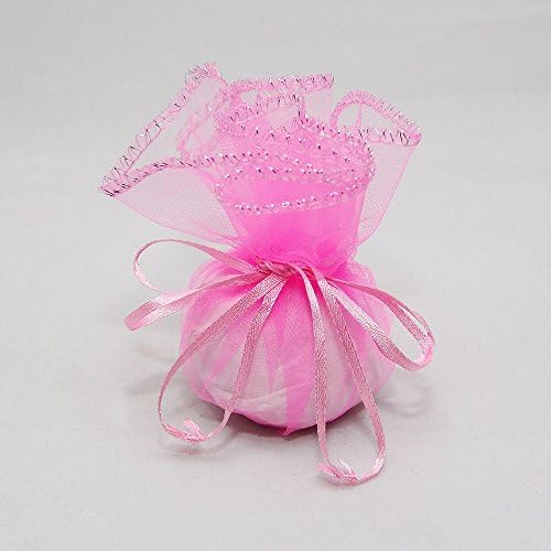 Wedding Favors for Guests 100 Pink Circle Organza Favor Pouches w/ Drawstring Celebrations Holiday Sale, Bulk Openers