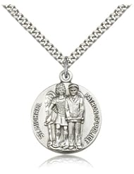 Free Engraving Included Medal- Sterling Silver St. Saint Michael the Archangel Pendant 1 x 7/8" 5680SS w/24" SG Heavy Curb Chain w/Box Patron Saint of Police Officers/EMTs