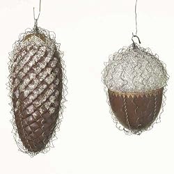 Wendy Addison Nature Acorn & Pinecone Christmas Ornaments Set of 2 #992906