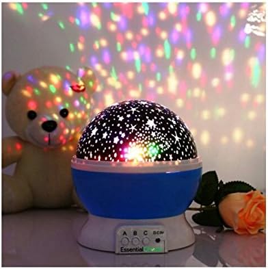 MeMeDa 360 Degree Romantic Room Rotating Cosmos Star Projector Starry Moon Sky Night Projector Kid Bedroom Lamp for childen gift (Blue)