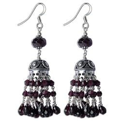 Sterling Silver Garnet Earrings Jewelry 2.75 Inches