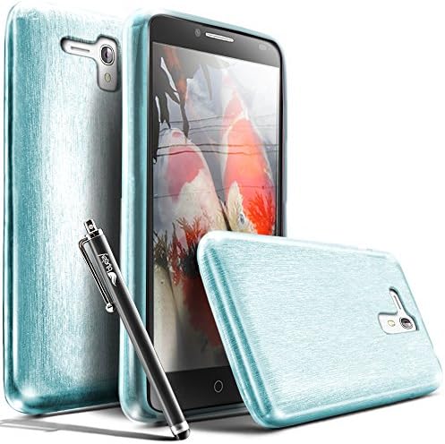 Alcatel OneTouch Fierce XL Case [Glitter Glam Series] Slim TPU Super Shiny Bumper Skin [The BlueJay Brand] For Alcatel OneTouch Fierce XL + BlueJay Universal Stylus Pen, Blue Glitter