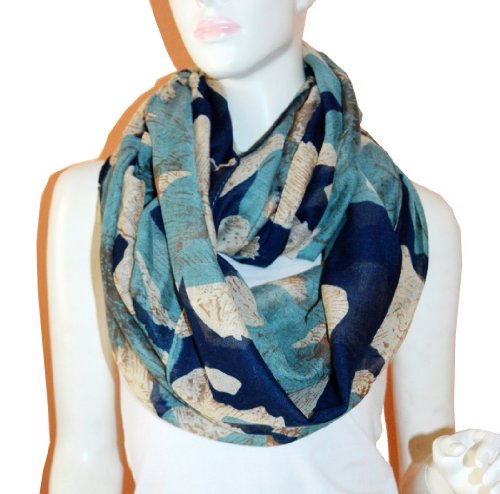 SCARF_TRADINGINC® FloralLight Weight X-large Infinity Scarf (Black Blue)