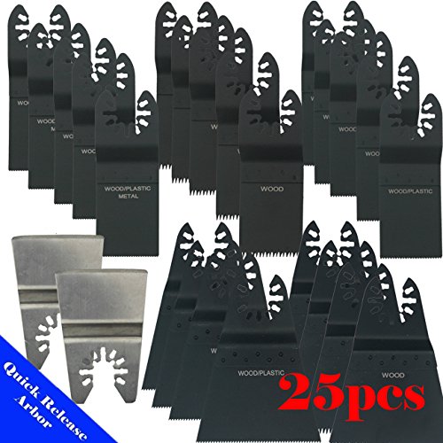 MTP Pack of 25 /Bi-metal / Japan / Fine Quick Release Universal Fit Multi Tool Oscillating Multitool Saw Blade for Craftsman 20v Bolt-on Mm20 Rockwell Hyperlock Shopseies 12v Universal Fit Porter Cable Black and Decker Bosch Dewalt Stanley
