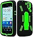 BasTexWireless Bastex 2in1 High Impact Hard Hybrid Kickstand Case with Silicone Armor Skin for Pantech Flex P8010 - Black & Neon Green