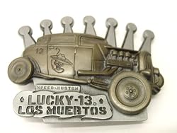 Lucky 13 Dead King Belt Buckle with built in Bottle Opener Los Muertos Buckle