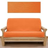 IMAGE OF Ultra Suede Pumpkin Orange Futon Cover Full 5pc Pillow set 642