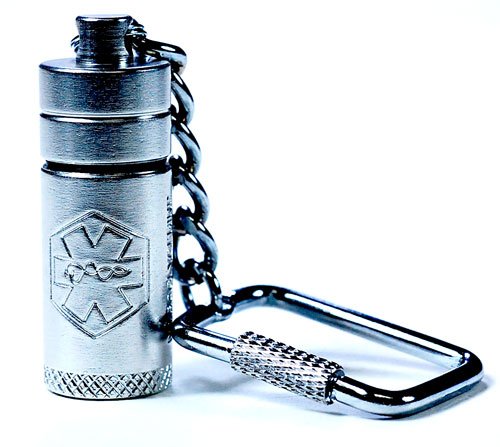 Waterproof Airtight Pill Fob Holder Keychain Nitro Pill Case holds 20 nitrglycerine tablets