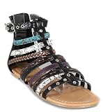Gladiator Multi-colored Strappy Cut-out Flat Sandals