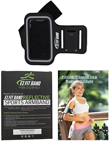 Iphone Armband for 4 5 5c 5s Ipod: Reflective Running Band with Key Holder, Water and Sweat Resistant, Fits Large and Small Arms, 100% Satisfaction Guarantee By Ezfitband
