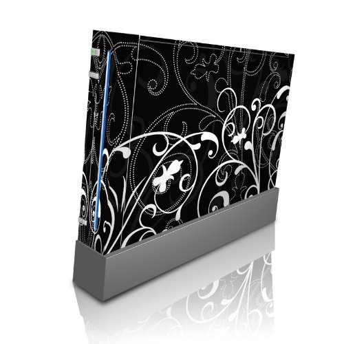 Protective Skin for Nintendo Wii - B&W Fleur (Glossy finish) - High quality precision engineered removable adhesive skin for Nintendo Wii by DecalGirl