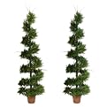 Cedar Twig Potted Spiral - Dark Green