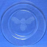 Individually Hand Etched Honeybee Glass Salad Plate 8"D Set / 2