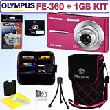 Olympus FE360 8MP Digital Camera (Pink) + 1GB Accessory Kit
