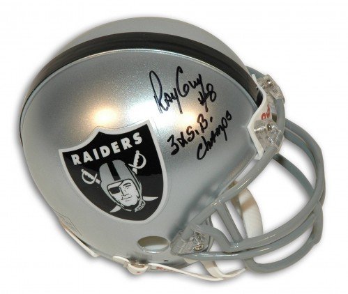 Ray Guy Autographed/Hand Signed Oakland Raiders Mini Helmet Inscribed 3X SB Champs and #8